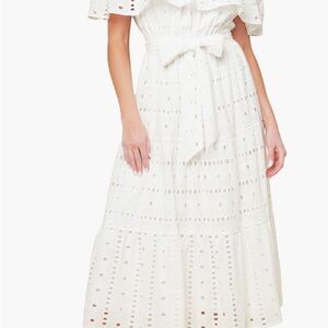 Flying Tomato White Eyelet Midi Dress